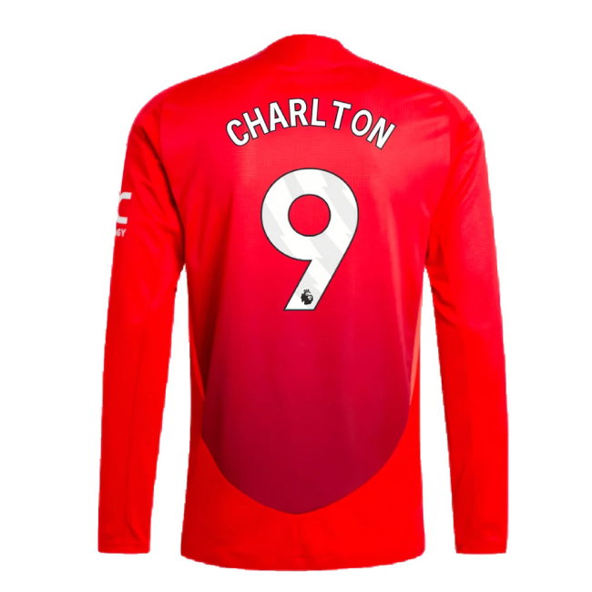 2024-2025 Man Utd Authentic Long Sleeve Home Shirt (Charlton 9)
