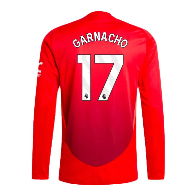2024-2025 Man Utd Authentic Long Sleeve Home Shirt (Garnacho 17)