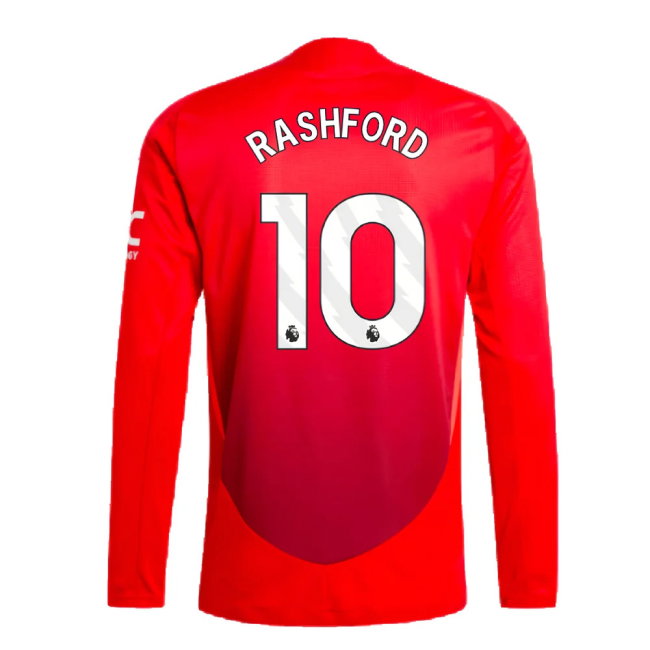2024-2025 Man Utd Authentic Long Sleeve Home Shirt (Rashford 10)