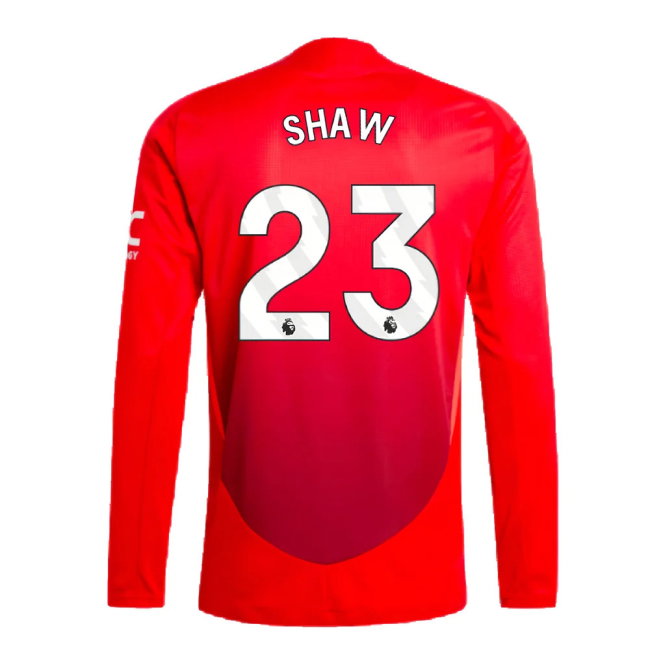 2024-2025 Man Utd Authentic Long Sleeve Home Shirt (Shaw 23)