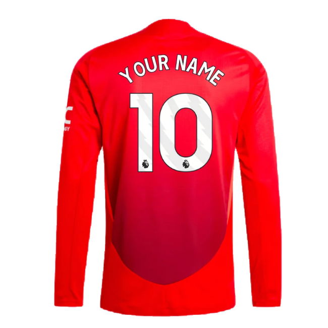 2024-2025 Man Utd Authentic Long Sleeve Home Shirt (Your Name)