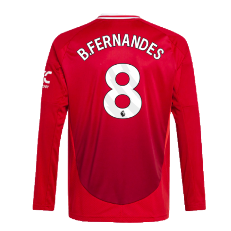 2024-2025 Man Utd Long Sleeve Home Shirt (Kids) (B.Fernandes 8)