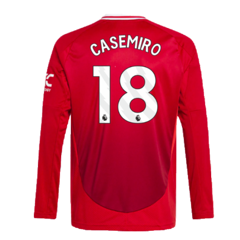 2024-2025 Man Utd Long Sleeve Home Shirt (Kids) (Casemiro 18)
