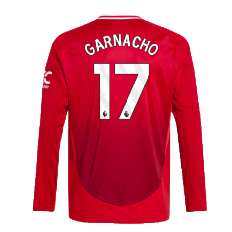 2024-2025 Man Utd Long Sleeve Home Shirt (Kids) (Garnacho 17)