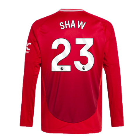 2024-2025 Man Utd Long Sleeve Home Shirt (Kids) (Shaw 23)