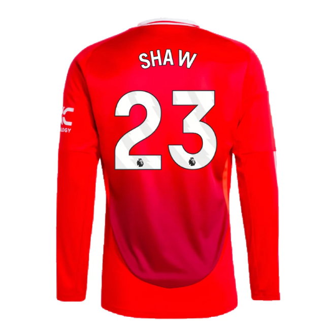 2024-2025 Man Utd Long Sleeve Home Shirt (Shaw 23)
