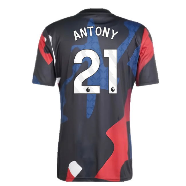 2024-2025 Man Utd Pre-Match Jersey (Black) (Antony 21)