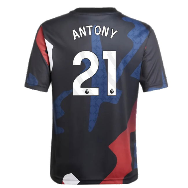 2024-2025 Man Utd Pre-Match Jersey (Black) - Kids (Antony 21)