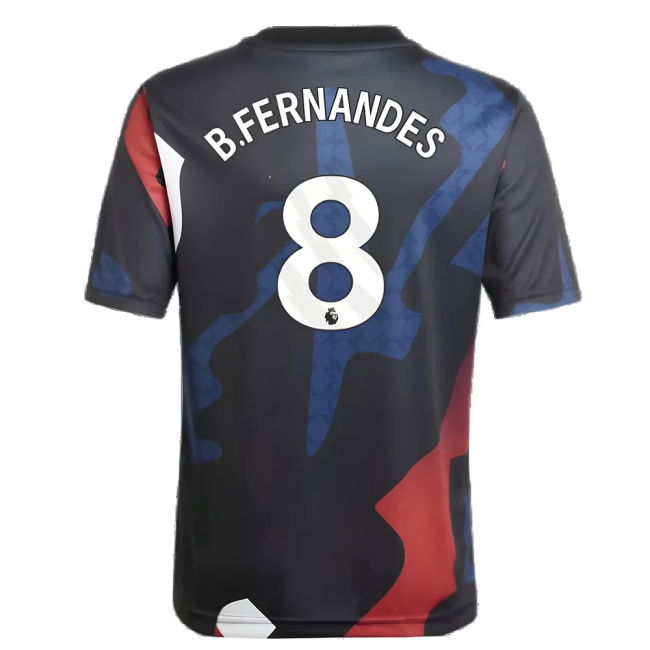 2024-2025 Man Utd Pre-Match Jersey (Black) - Kids (B.Fernandes 8)