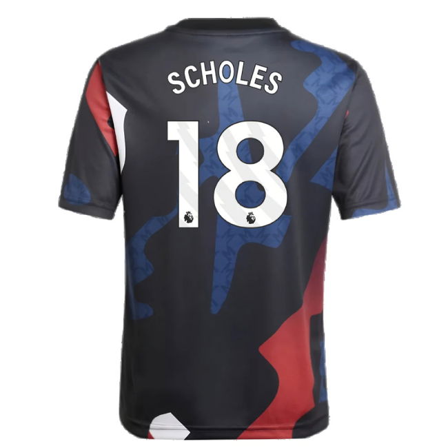 2024-2025 Man Utd Pre-Match Jersey (Black) - Kids (Scholes 18)