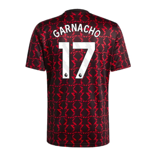 2024-2025 Man Utd Pre-Match Shirt (Black) (Garnacho 17)