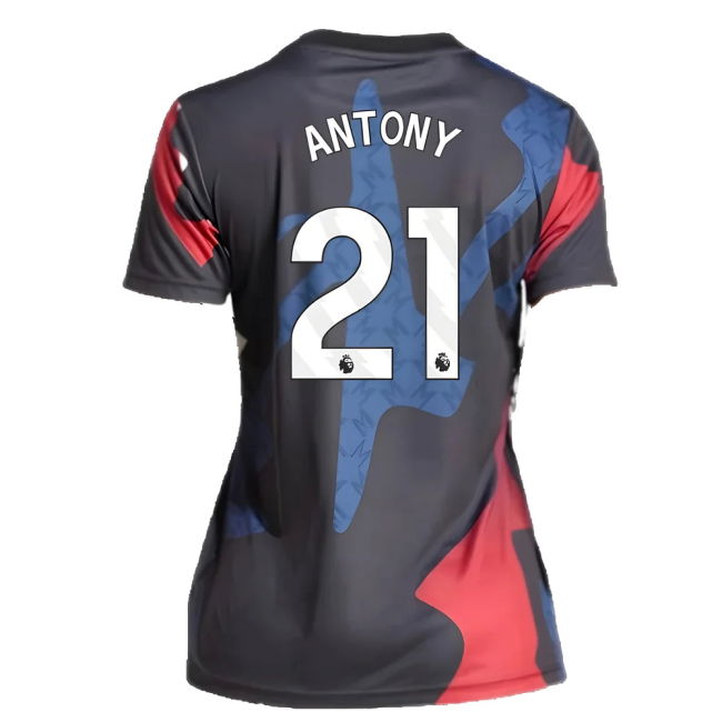 2024-2025 Man Utd Pre-Match Shirt (Black) - Womens (Antony 21)