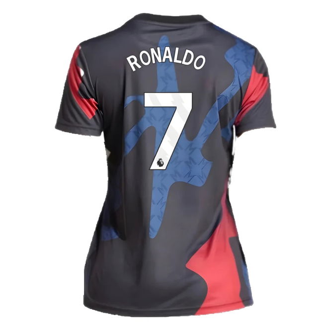 2024-2025 Man Utd Pre-Match Shirt (Black) - Womens (Ronaldo 7)