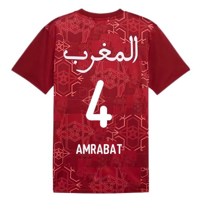 2024-2025 Morocco Prematch SS Jersey (Red) (Amrabat 4)