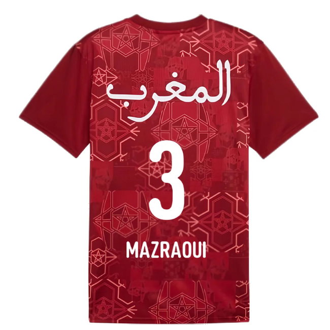 2024-2025 Morocco Prematch SS Jersey (Red) (Mazraoui 3)