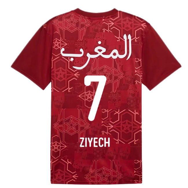 2024-2025 Morocco Prematch SS Jersey (Red) (Ziyech 7)