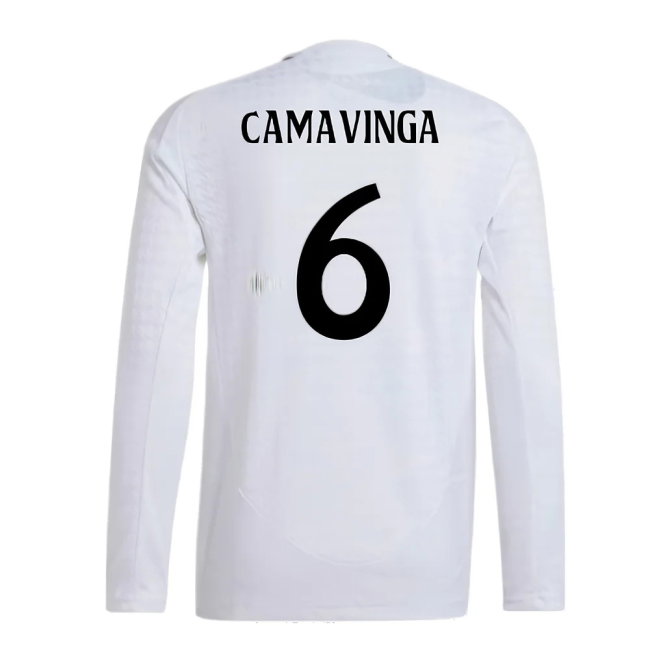 2024-2025 Real Madrid Authentic Long Sleeve Home Shirt (Camavinga 6)