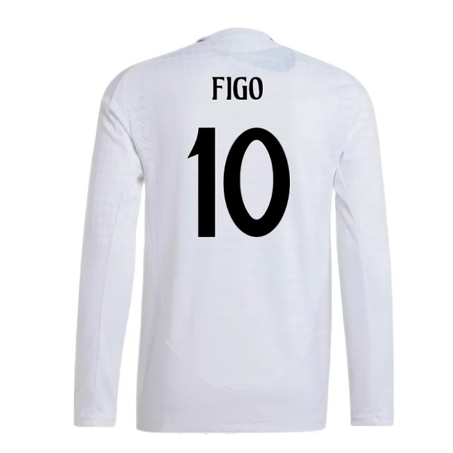2024-2025 Real Madrid Authentic Long Sleeve Home Shirt (Figo 10)