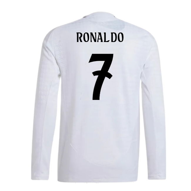 2024-2025 Real Madrid Authentic Long Sleeve Home Shirt (Ronaldo 7)