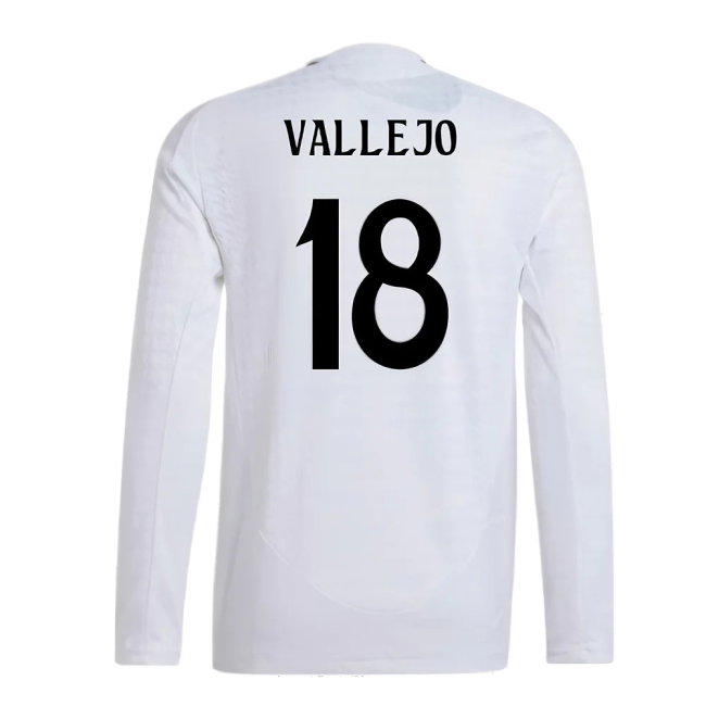 2024-2025 Real Madrid Authentic Long Sleeve Home Shirt (Vallejo 18)