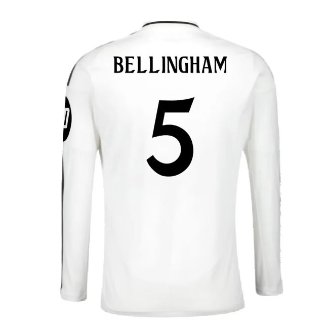2024-2025 Real Madrid Long Sleeve Home Shirt (Bellingham 5)