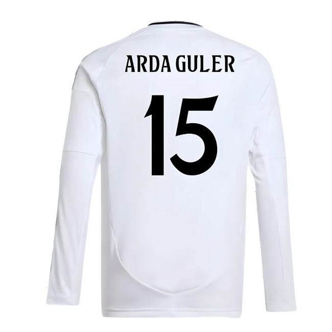 2024-2025 Real Madrid Long Sleeve Home Shirt (Kids) (Arda Guler 15)