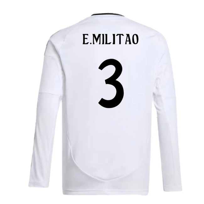 2024-2025 Real Madrid Long Sleeve Home Shirt (Kids) (E.Militao 3)