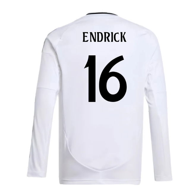 2024-2025 Real Madrid Long Sleeve Home Shirt (Kids) (Endrick 16)