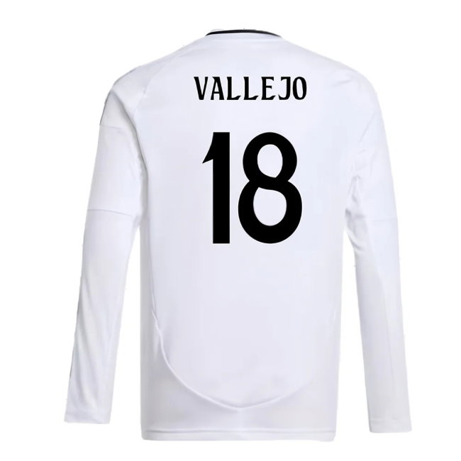 2024-2025 Real Madrid Long Sleeve Home Shirt (Kids) (Vallejo 18)