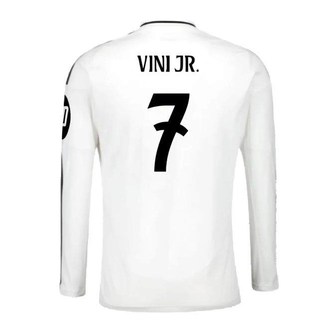 2024-2025 Real Madrid Long Sleeve Home Shirt (Vini Jr. 7)