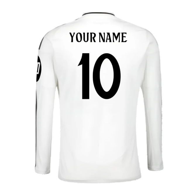 2024-2025 Real Madrid Long Sleeve Home Shirt (Your Name)