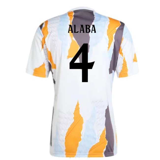 2024-2025 Real Madrid Pre-Match Shirt (White/Crew Orange) (Alaba 4)