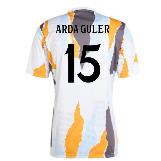 2024-2025 Real Madrid Pre-Match Shirt (White/Crew Orange) (Arda Guler 15)