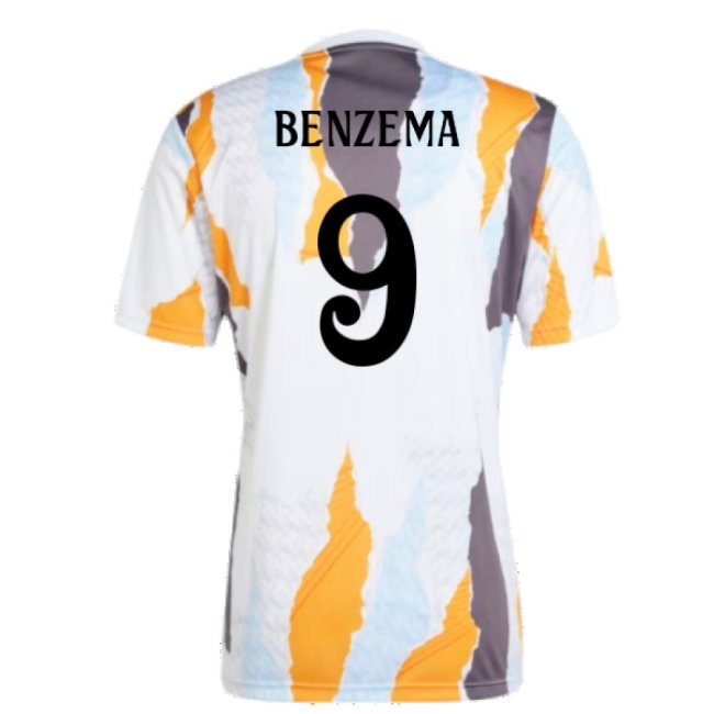 2024-2025 Real Madrid Pre-Match Shirt (White/Crew Orange) (Benzema 9)