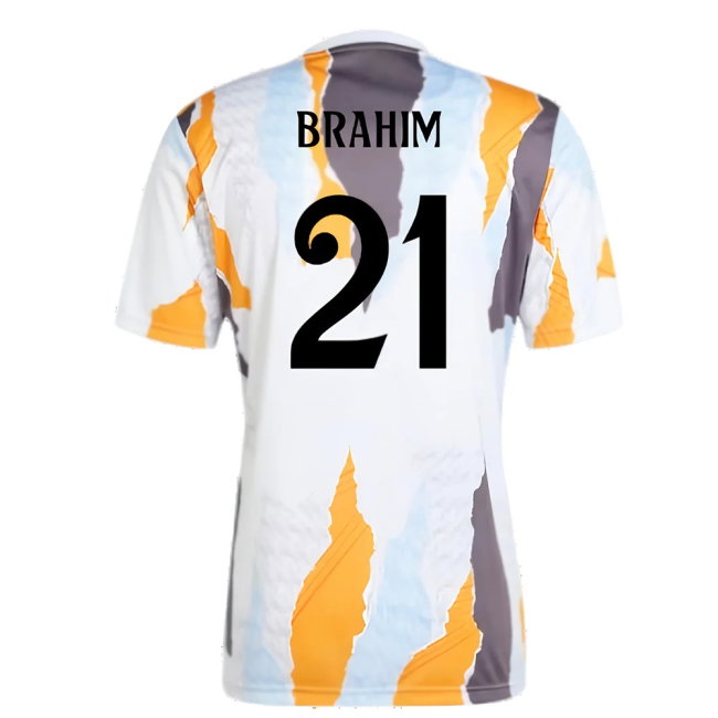 2024-2025 Real Madrid Pre-Match Shirt (White/Crew Orange) (Brahim 21)