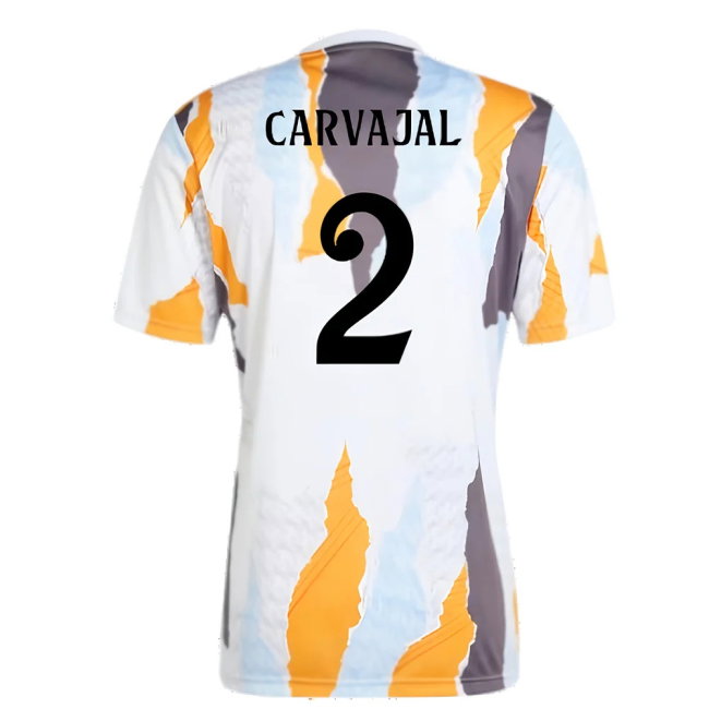 2024-2025 Real Madrid Pre-Match Shirt (White/Crew Orange) (Carvajal 2)