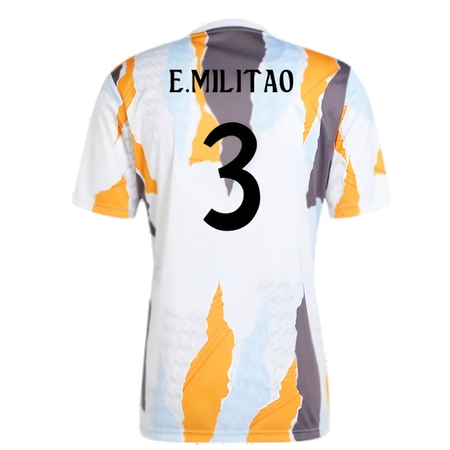 2024-2025 Real Madrid Pre-Match Shirt (White/Crew Orange) (E.Militao 3)