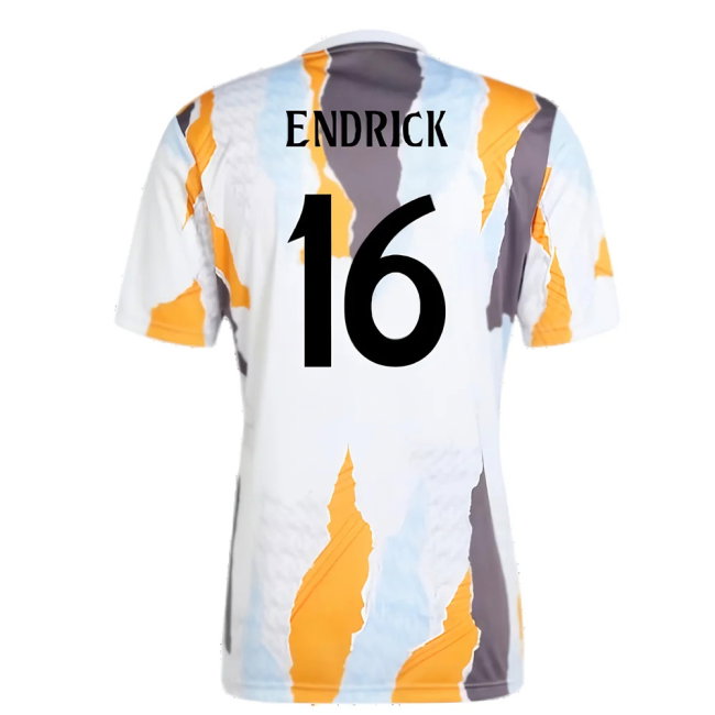 2024-2025 Real Madrid Pre-Match Shirt (White/Crew Orange) (Endrick 16)