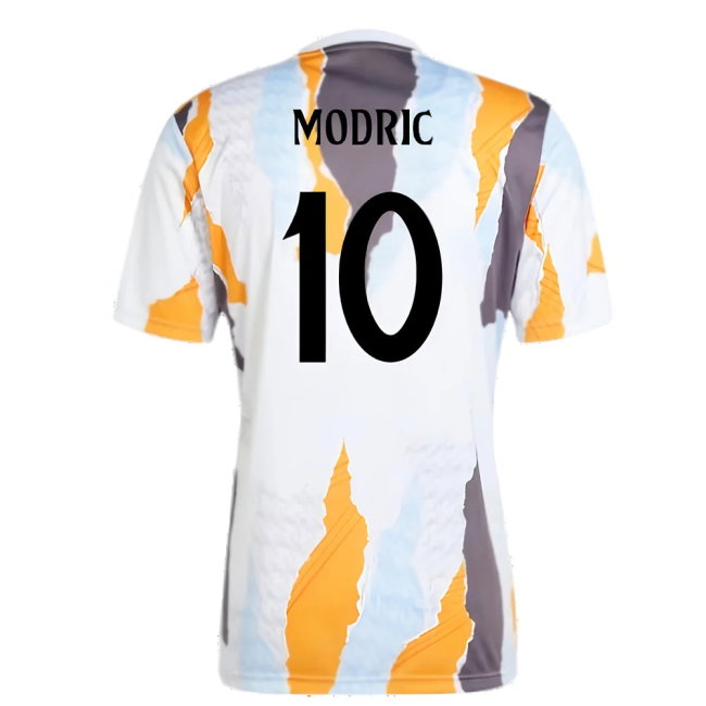 2024-2025 Real Madrid Pre-Match Shirt (White/Crew Orange) (Modric 10)