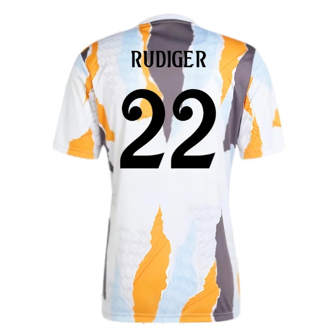 2024-2025 Real Madrid Pre-Match Shirt (White/Crew Orange) (Rudiger 22)