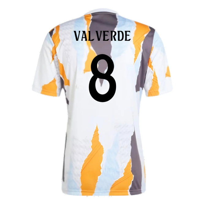 2024-2025 Real Madrid Pre-Match Shirt (White/Crew Orange) (Valverde 8)