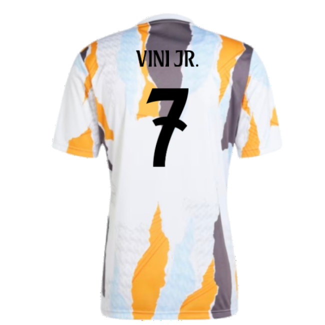 2024-2025 Real Madrid Pre-Match Shirt (White/Crew Orange) (Vini Jr. 7)