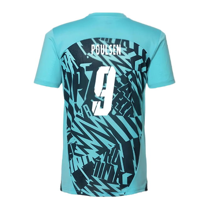 2024-2025 Red Bull Leipzig Pre-Match SS Shirt (Aqua) (Poulsen 9)