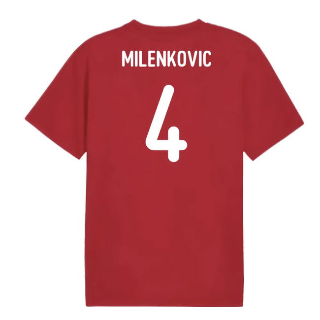 2024-2025 Serbia Pre-Match Jersey (Dark Cherry) (Milenkovic 4)