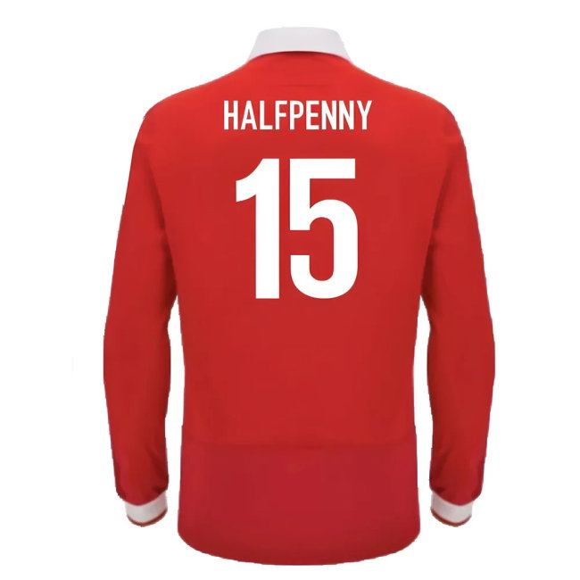 2024-2025 Wales WRU Home LS Cotton Rugby Shirt (Halfpenny 15)