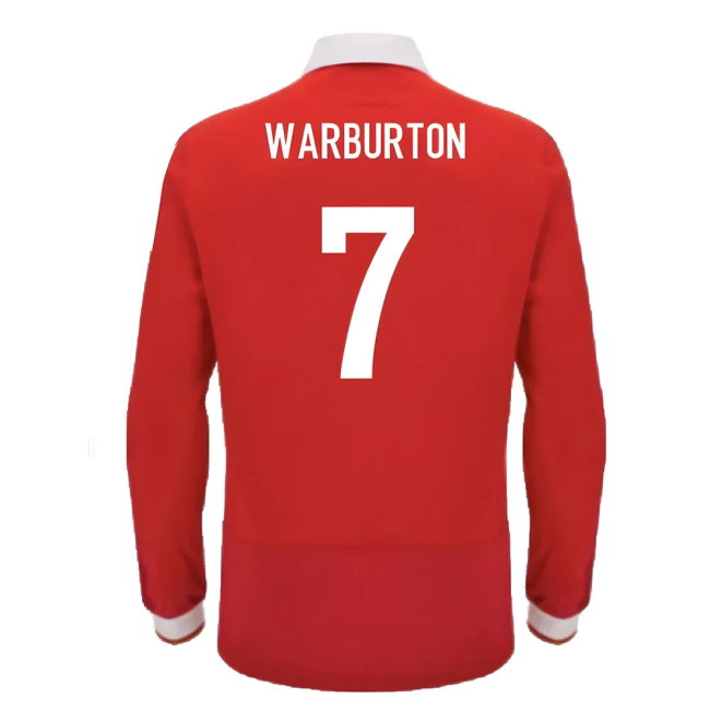 2024-2025 Wales WRU Home LS Cotton Rugby Shirt (Warburton 7)