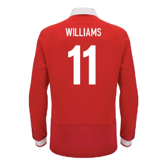 2024-2025 Wales WRU Home LS Cotton Rugby Shirt (Williams 11)