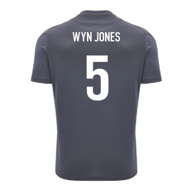 2024-2025 Wales WRU Rugby Training Poly Shirt (Anthracite) - Kids (Wyn Jones 5)