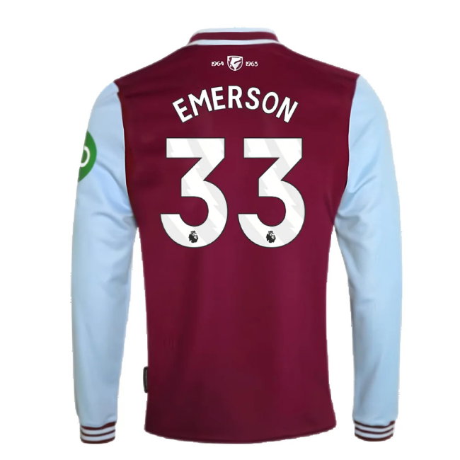 2024-2025 West Ham Long Sleeve Home Shirt (Kids) (Emerson 33)