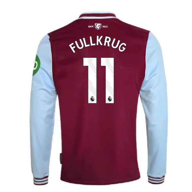 2024-2025 West Ham Long Sleeve Home Shirt (Kids) (Fullkrug 11)